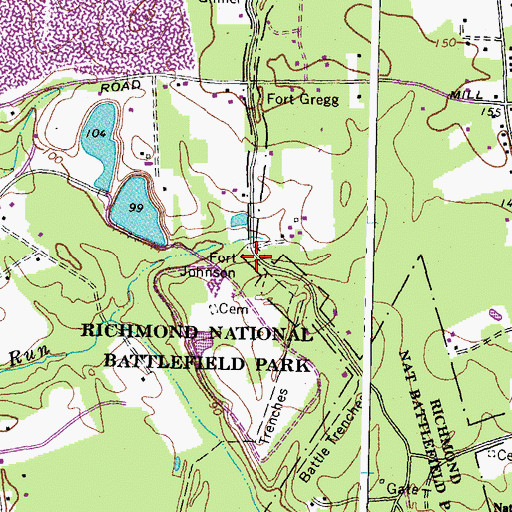 Topographic Map of Fort Johnson (historical), VA