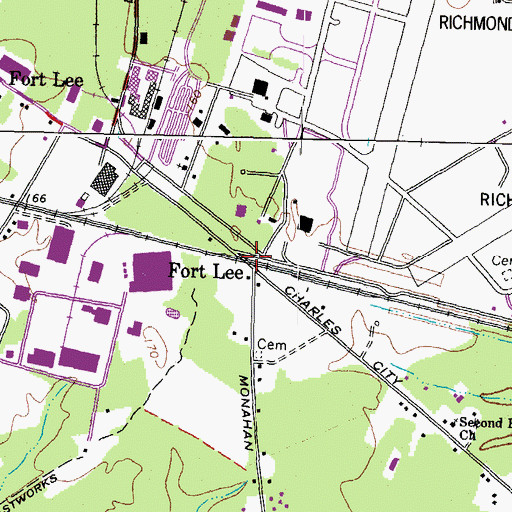 Topographic Map of Fort Lee, VA
