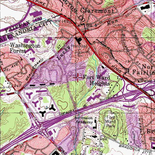 Topographic Map of Fort Ward Heights, VA