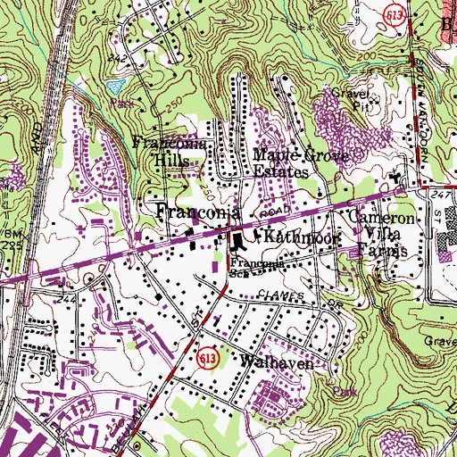 Topographic Map of Franconia, VA