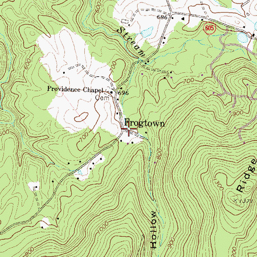 Topographic Map of Frogtown, VA
