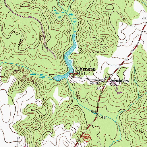 Topographic Map of Garners Mill, VA