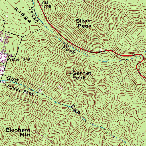 Topographic Map of Garnet Peak, VA