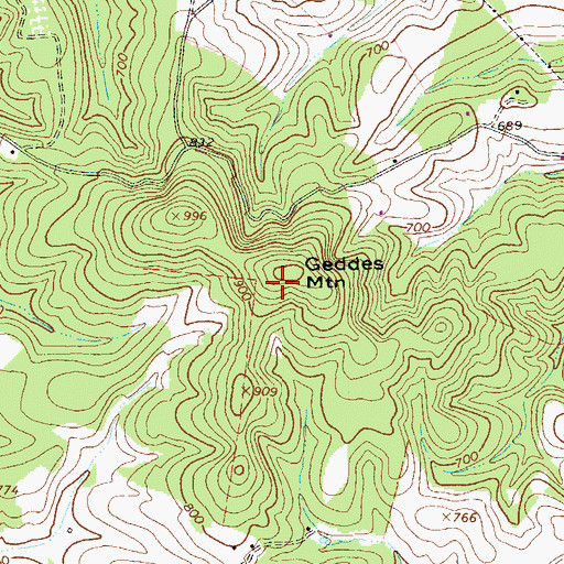 Topographic Map of Geddes Mountain, VA