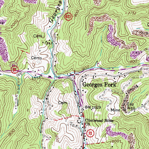 Topographic Map of Georges Fork, VA