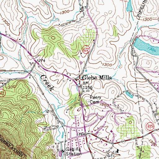 Topographic Map of Glebe Mills, VA