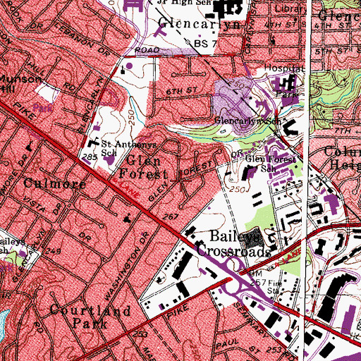 Topographic Map of Glen Forest, VA