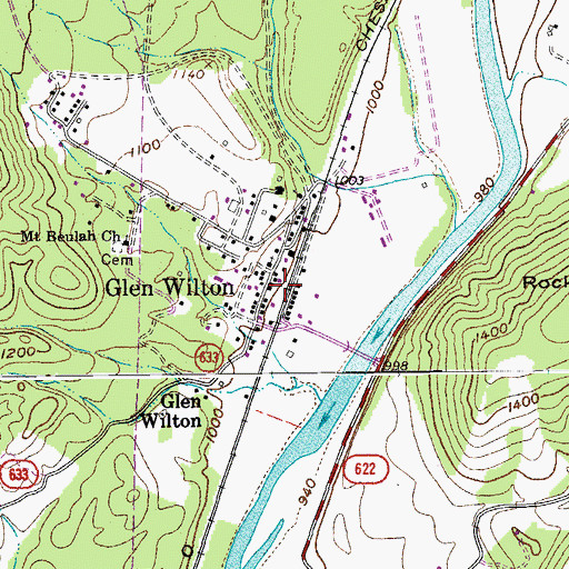 Topographic Map of Glen Wilton, VA