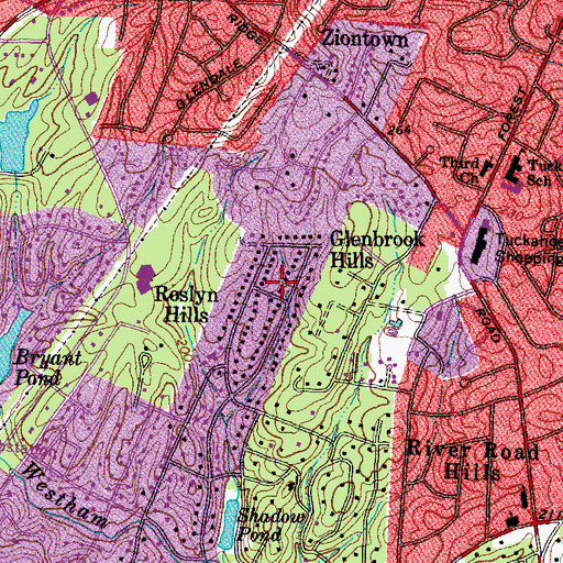 Topographic Map of Glenbrook Hills, VA