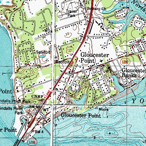 Topographic Map of Gloucester Point, VA