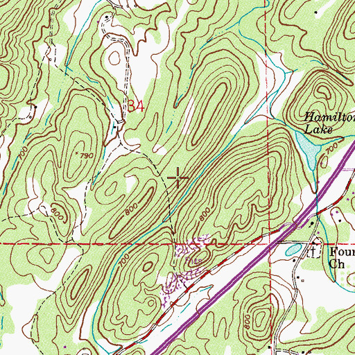 Topographic Map of Fourmile Spring, AL
