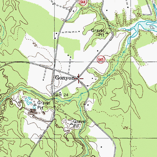Topographic Map of Gonyon, VA