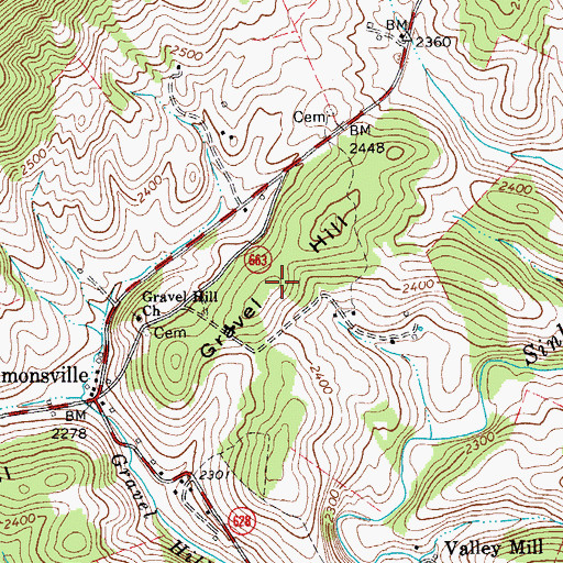 Topographic Map of Gravel Hill, VA