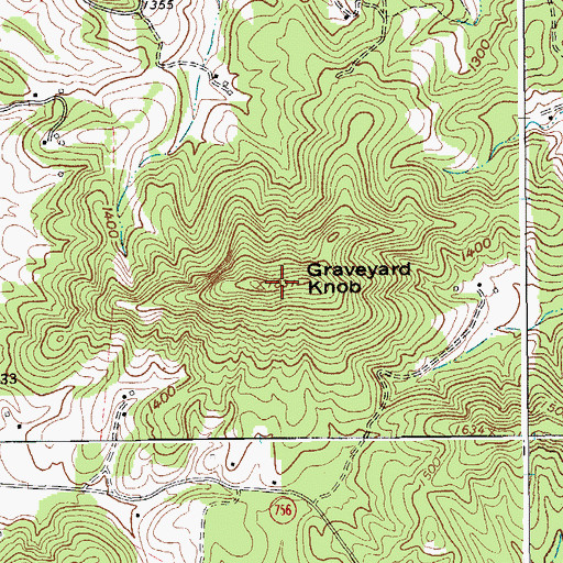 Topographic Map of Graveyard Knob, VA