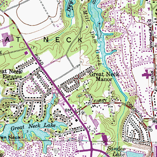 Topographic Map of Great Neck Manor, VA