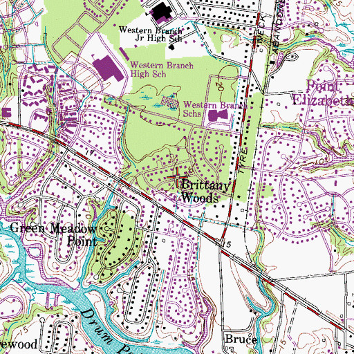 Topographic Map of Green Acres, VA