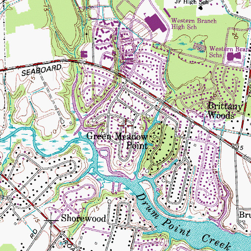 Topographic Map of Green Meadow Point, VA