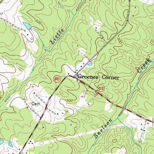Topographic Map of Greenes Corner, VA