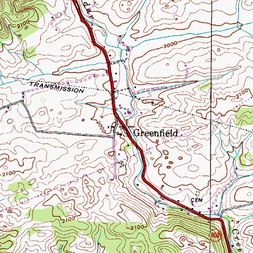 Topographic Map of Greenfield, VA