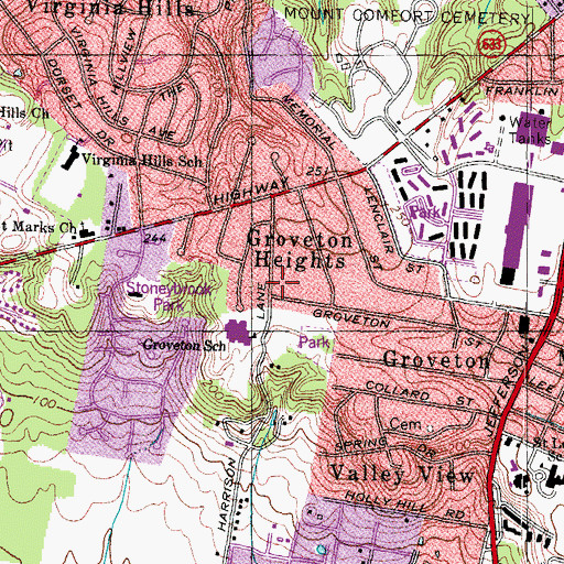 Topographic Map of Groveton Heights, VA