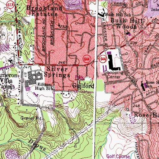Topographic Map of Guilford, VA