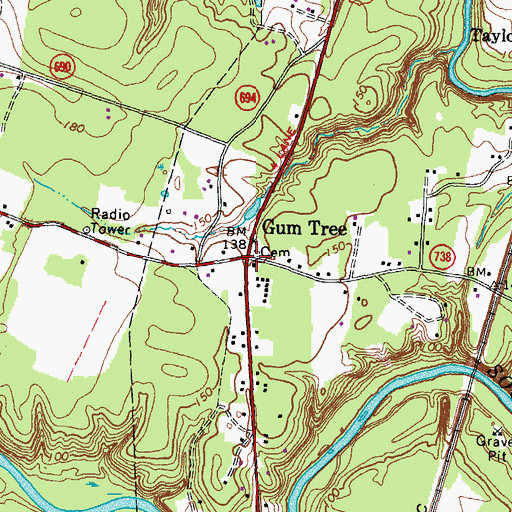 Topographic Map of Gum Tree, VA
