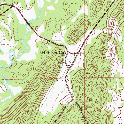 Topographic Map of Hebron Springs, AL