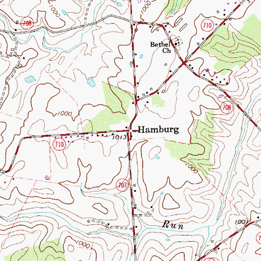 Topographic Map of Hamburg, VA