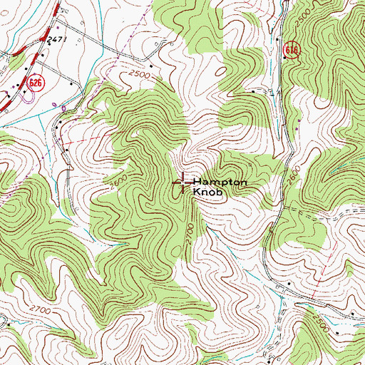 Topographic Map of Hampton Knob, VA