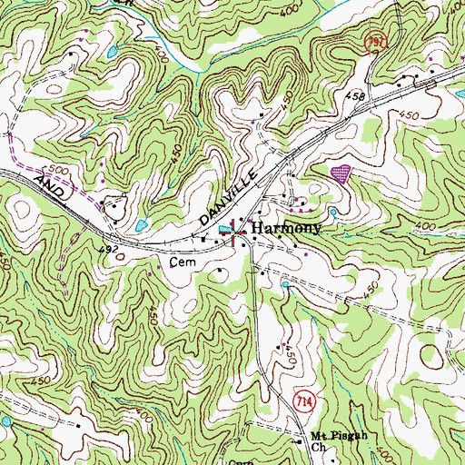 Topographic Map of Harmony, VA