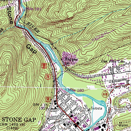 Topographic Map of Harper, VA