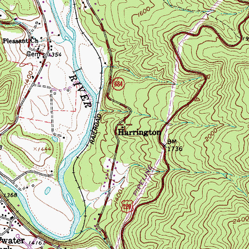 Topographic Map of Harrington, VA