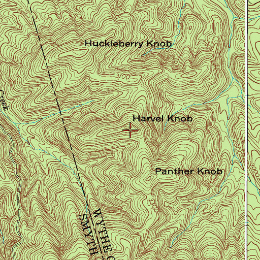 Topographic Map of Harvey Knob, VA