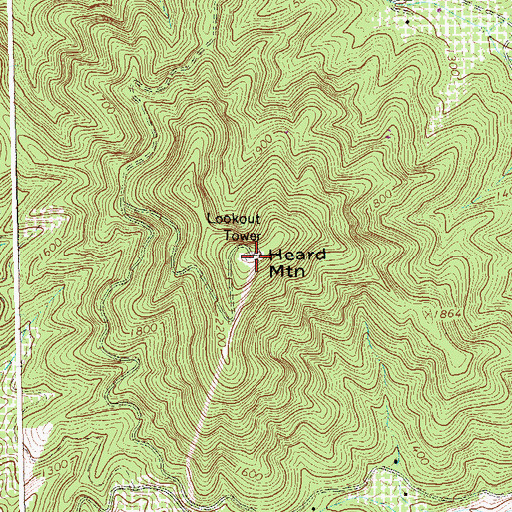 Topographic Map of Heard Mountain, VA