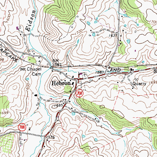 Topographic Map of Hebron, VA