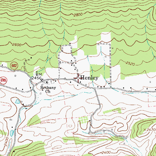 Topographic Map of Henley, VA