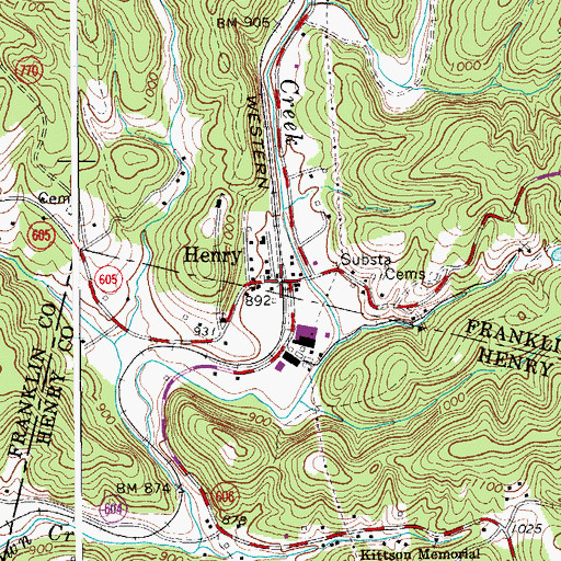 Topographic Map of Henry, VA