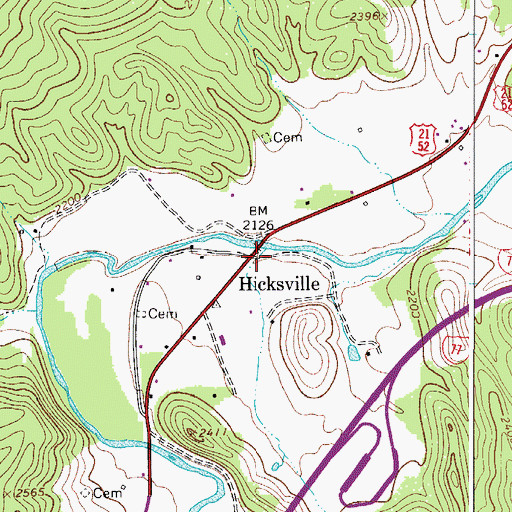 Topographic Map of Hicksville, VA