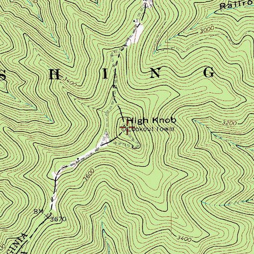 Topographic Map of High Knob, VA
