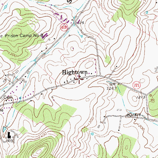 Topographic Map of Hightown, VA