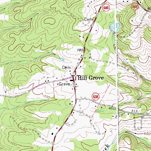Topographic Map of Hill Grove, VA