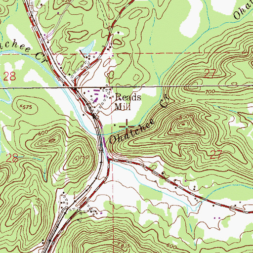 Topographic Map of Reads Spring, AL
