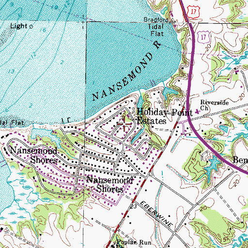 Topographic Map of Holiday Point Estates, VA