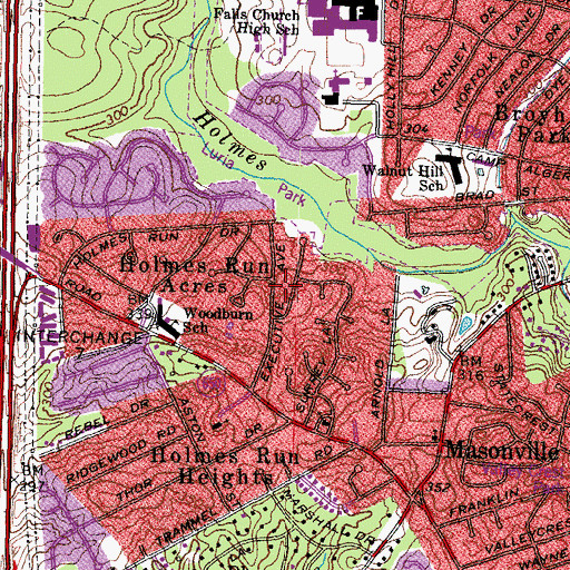 Topographic Map of Holmes Run Acres, VA