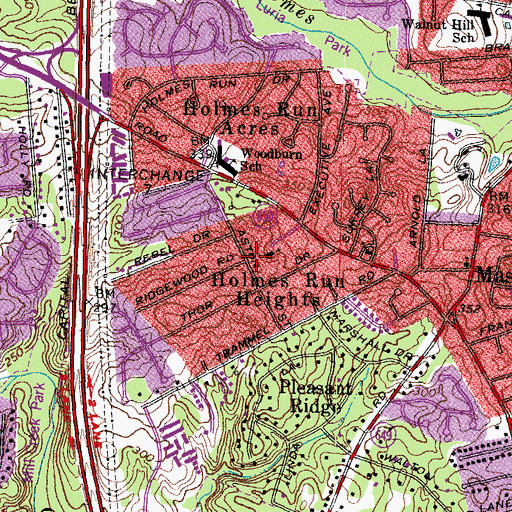 Topographic Map of Holmes Run Heights, VA