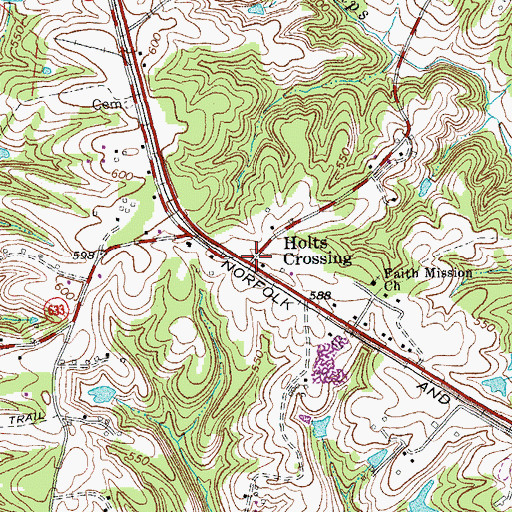 Topographic Map of Holts Crossing, VA