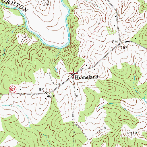 Topographic Map of Homeland, VA