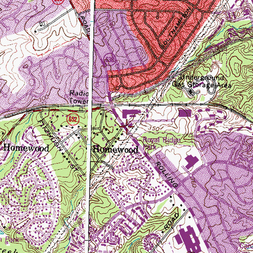 Topographic Map of Homewood, VA