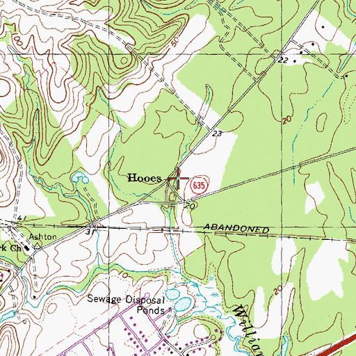 Topographic Map of Hooes, VA