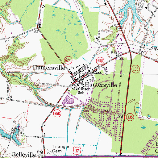 Topographic Map of Huntersville, VA